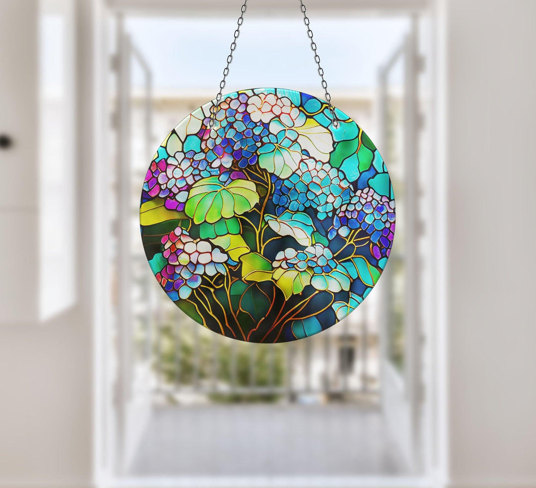 Purple & Blue Flower Suncatcher Vibrant Stained Glass Suncatchers for Windows | Myphotostation
