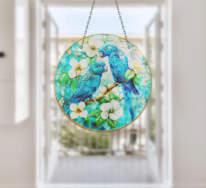 Blue Brids and Flowers Suncatcher Perfect Gift | Myphotostation
