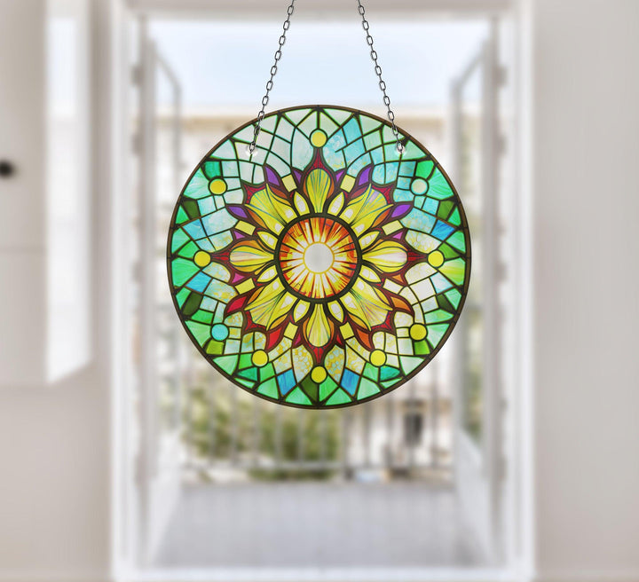 Colorful Stained Circle Suncatcher Stained Glass Suncatchers | Myphotostation
