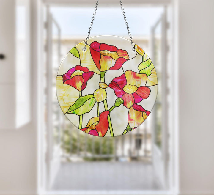 Red Floral Suncatcher Stained Glass Suncatchers | Myphotostation
