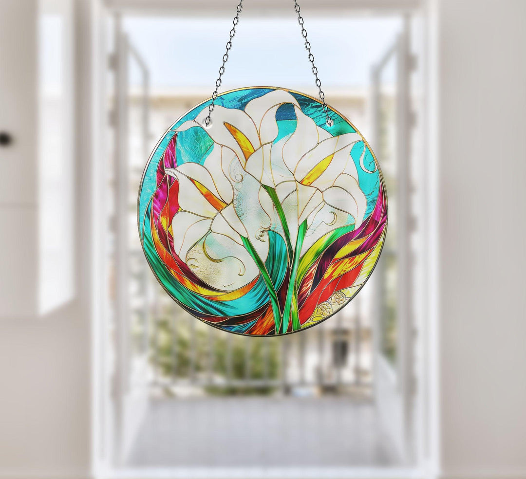 White Lilies Suncatcher Decor Perfect Gift | Myphotostation
