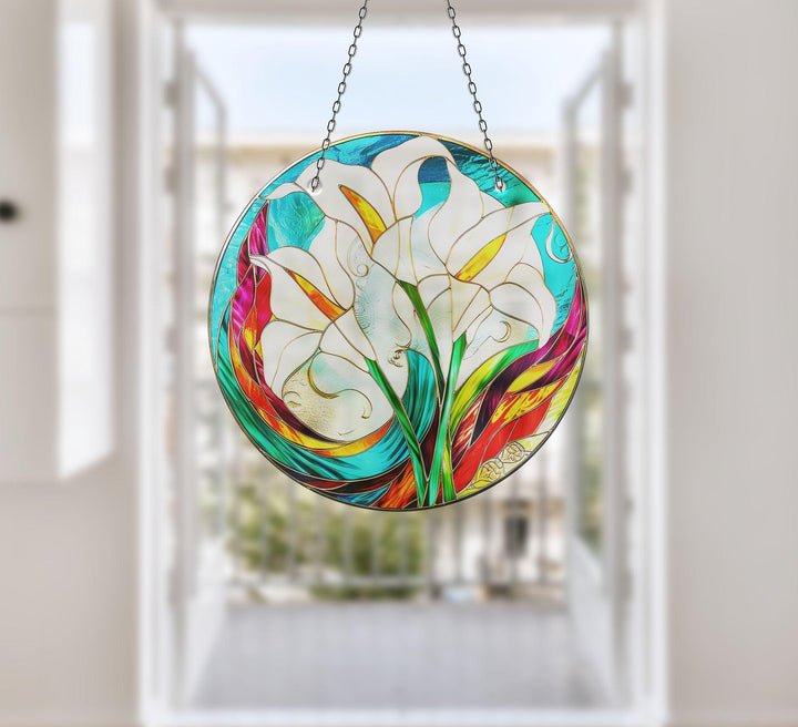 White Lilies Suncatcher Decor Perfect Gift | Myphotostation
