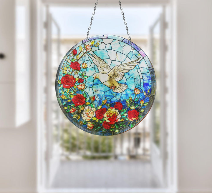 White Brids Stained Suncatcher Moon Suncatchers | Myphotostation
