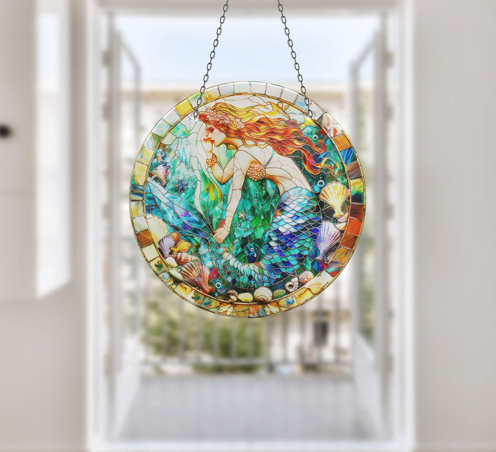 Mermaid Stained Suncatcher Beautiful Home Decor | Myphotostation
