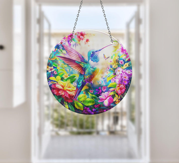 Stained Colorful Hummingbird Suncatcher Add Color with Stained Glass Suncatchers for Home | Myphotostation
