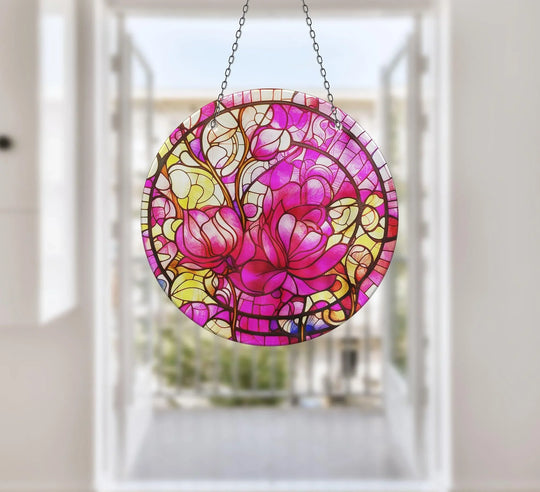Colorful Floral Stained  Suncatcher  Brighten Windows | Myphotostation

