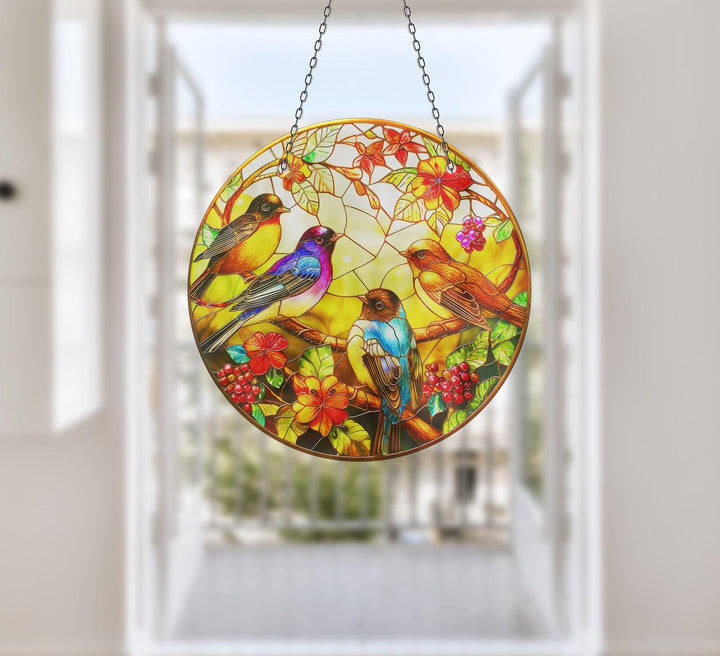 Multicolors Stained Birds Suncatcher Moon Suncatchers | Myphotostation
