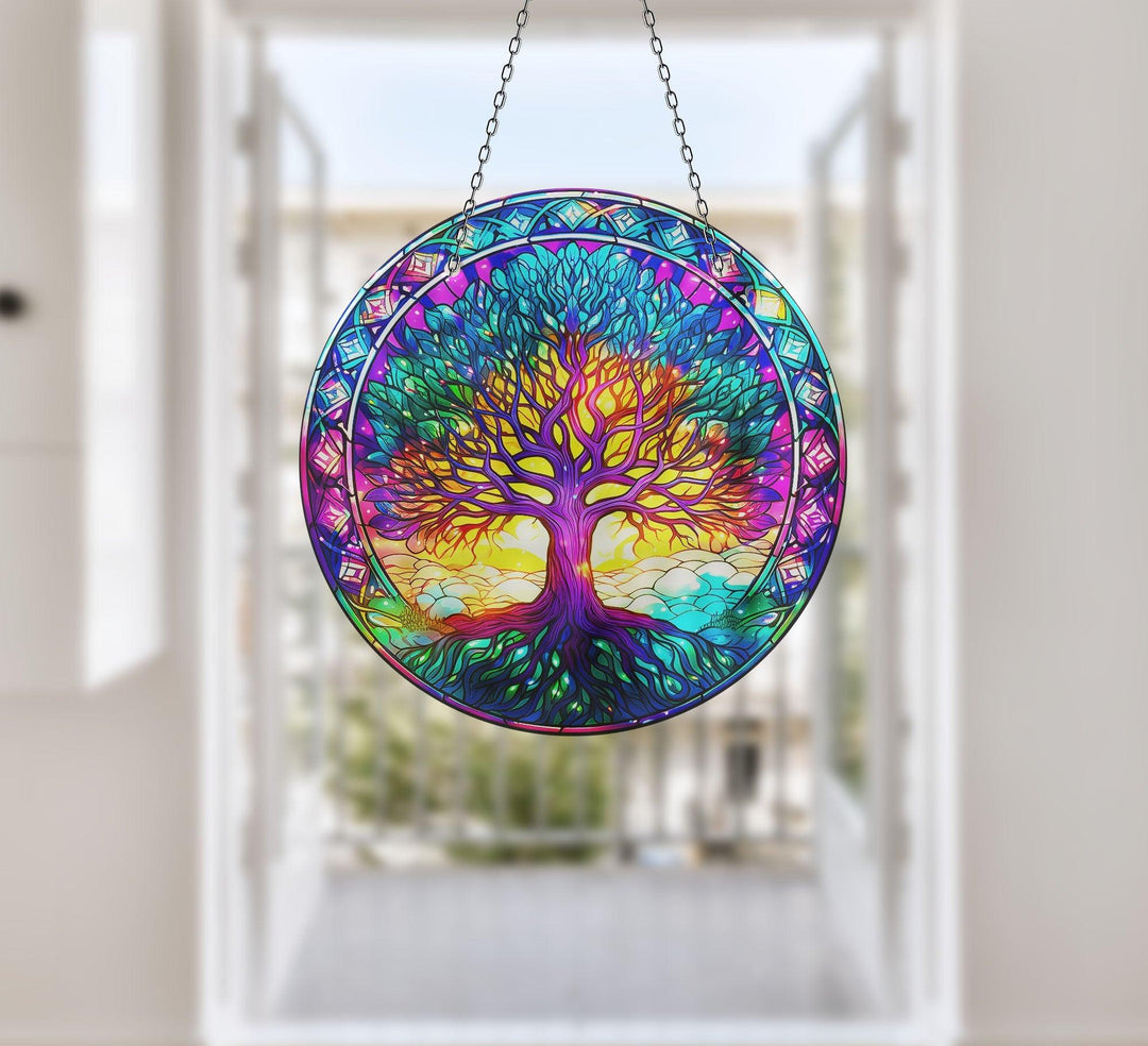Purple Abstract Suncatcher Elegant Tempered Glass Design for Windows | Myphotostation

