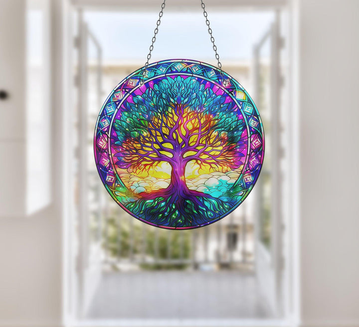Purple Abstract Suncatcher Elegant Tempered Glass Design for Windows | Myphotostation
