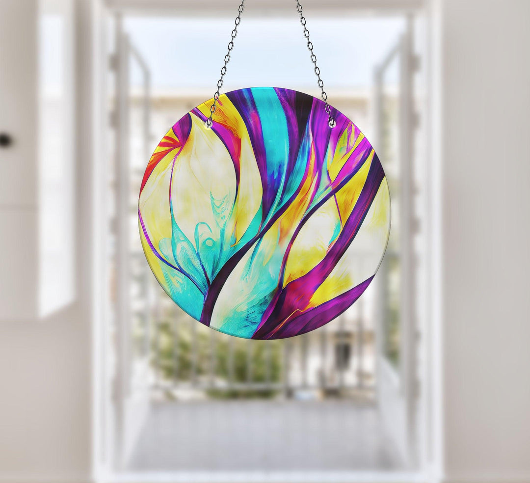 Purple Abstract Suncatcher Add Color with Stained Glass Suncatchers for Home | Myphotostation
