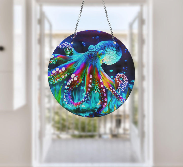 Blue Octopus Suncatcher Beautiful Home Decor | Myphotostation
