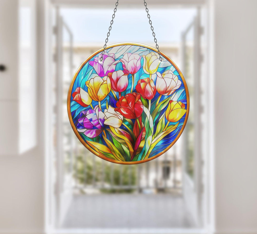 Vintage Floral Stained Suncatcher Transform Windows with Suncatchers | Myphotostation

