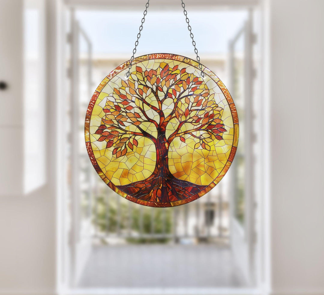Orange Life of tree Suncatcher Durable Tempered Glass | Myphotostation
