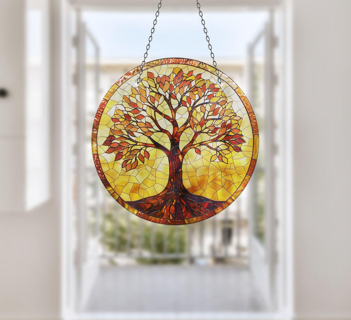 Orange Life of tree Suncatcher Durable Tempered Glass | Myphotostation
