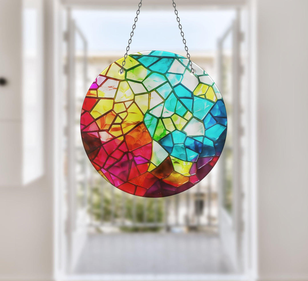 Colored Mosaic Design Suncatcher Add Color with Stained Glass Suncatchers for Home | Myphotostation
