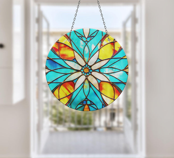 Turquoise Stained Suncatcher Sun Catcher for Window | Myphotostation
