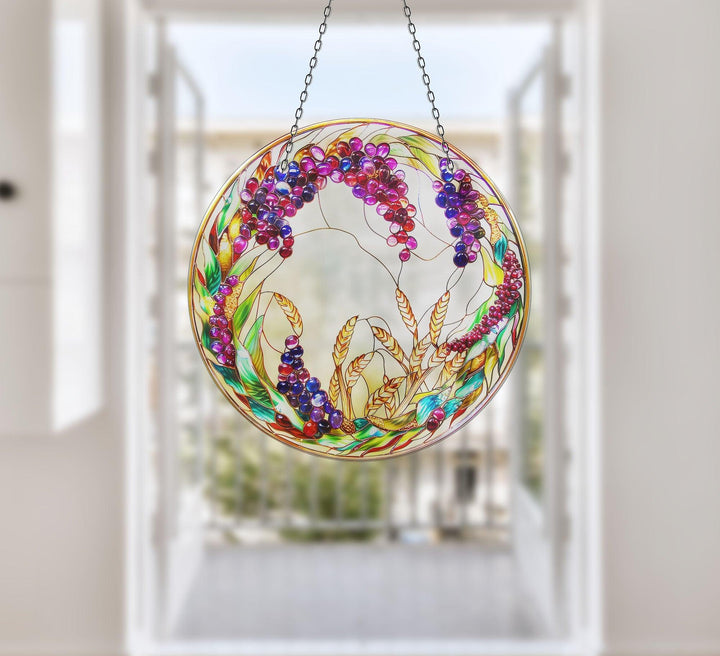 Colorful Grapes Stained  Suncatcher Brighten Any Space with Glass Suncatchers | Myphotostation
