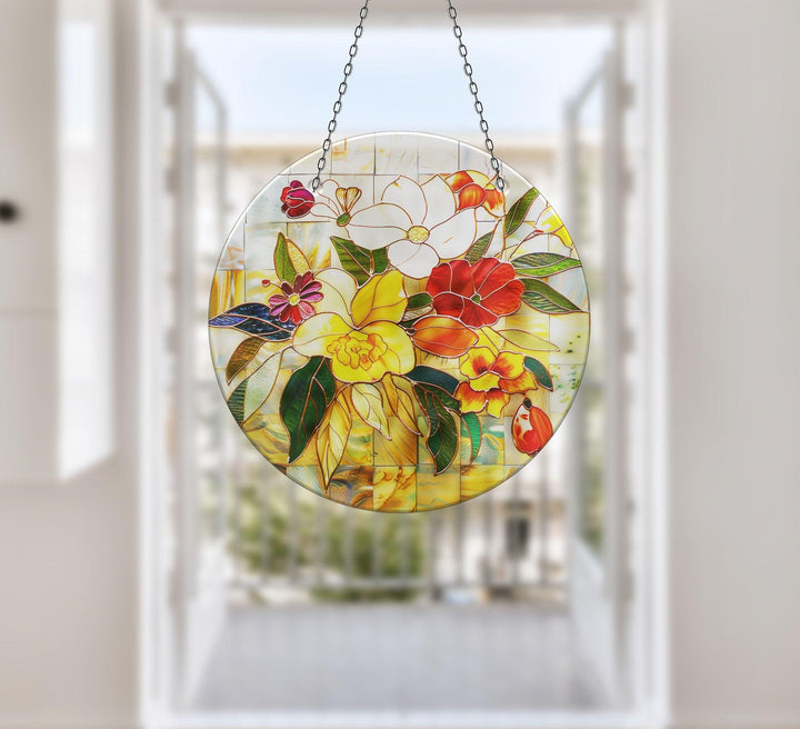 Red & White Flowers Suncatcher Colorful Sun | Myphotostation 
