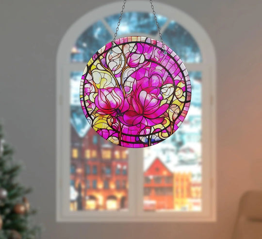 Colorful Floral Stained  Suncatcher Stained Glass Suncatchers | Myphotostation
