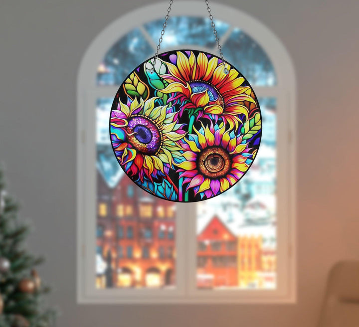 Vivid Sunflower Suncatcher Decor Stained Glass Suncatchers | Myphotostation
