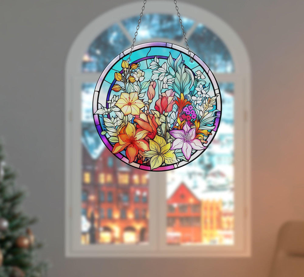 Colored Flowers Suncatcher Moon Suncatchers | Myphotostation

