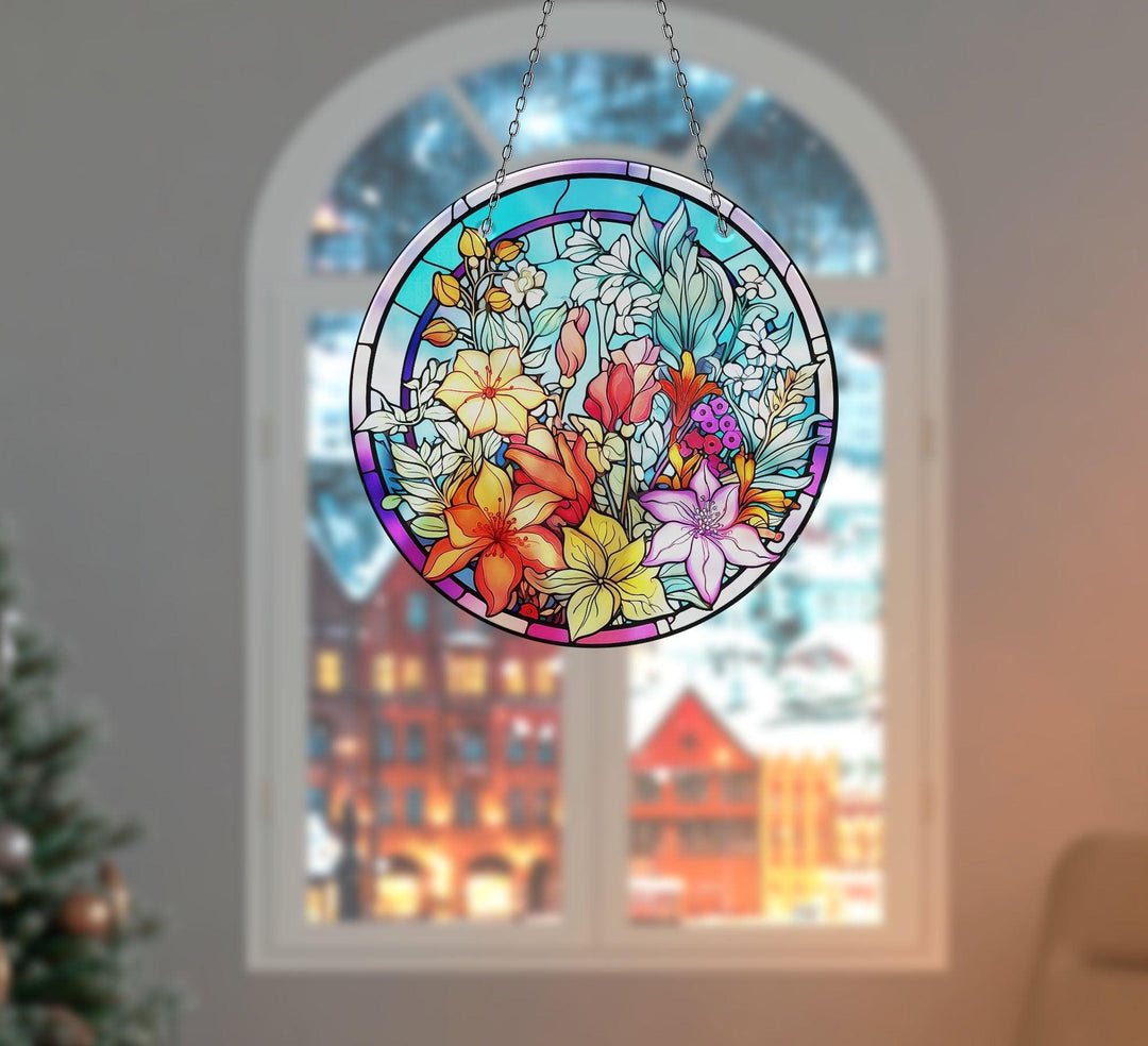 Colored Flowers Suncatcher Moon Suncatchers | Myphotostation
