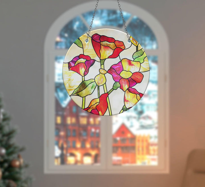 Red Floral Suncatcher Brighten Any Space with Glass Suncatchers | Myphotostation
