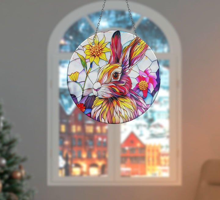 Colorful Rabbit Suncatcher Decor Vibrant Stained Glass Suncatchers for Windows | Myphotostation
