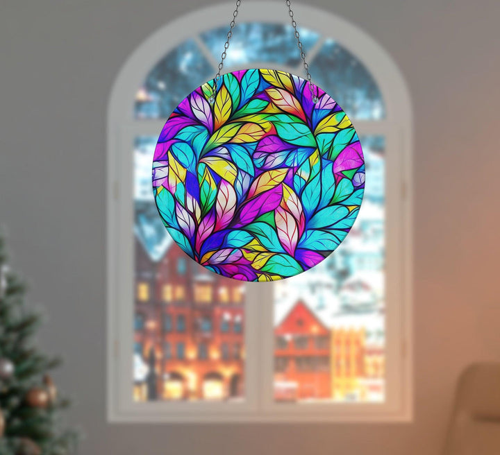 Stained Leaf Suncatcher Decor Brighten Any Space with Glass Suncatchers | Myphotostation
