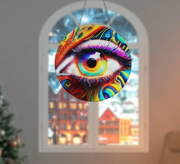 Colorful Eye Suncatcher Decor Tempered Glass Perfect Gift | Myphotostation

