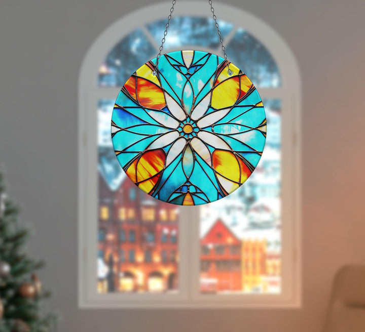 Turquoise Stained Suncatcher Add Color with Stained Glass Suncatchers for Home | Myphotostation
