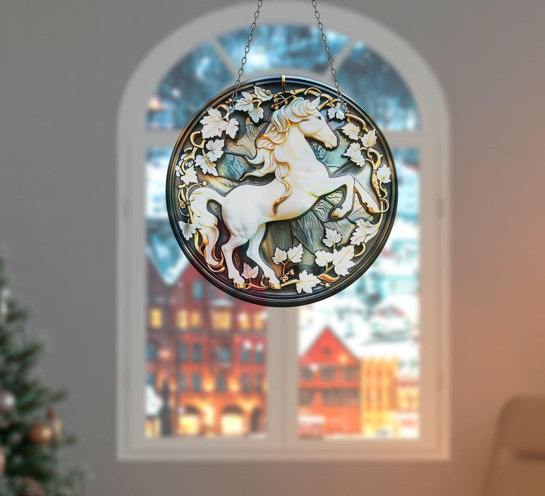 White Horse Stained Suncatcher Colorful Sun | Myphotostation 
