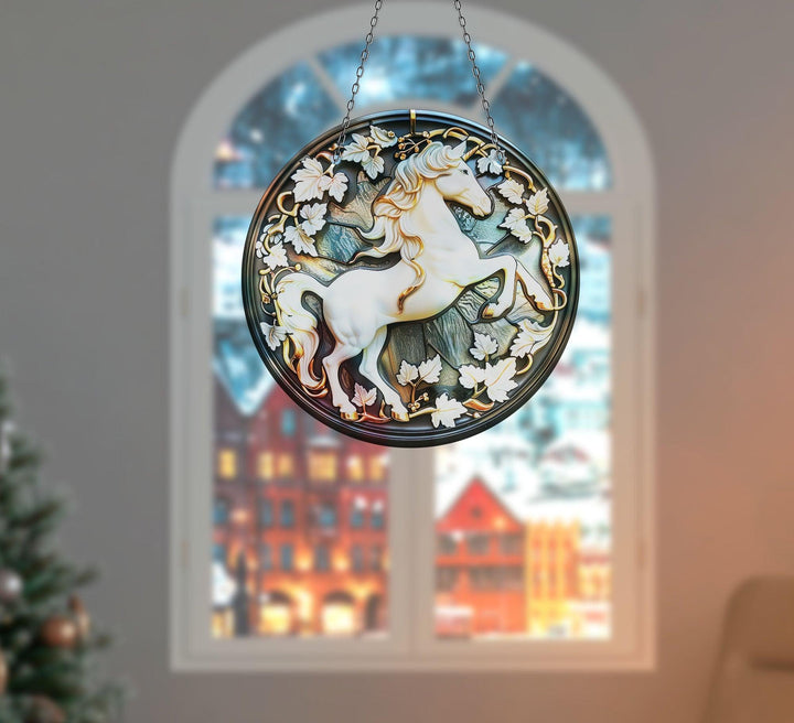 White Horse Stained Suncatcher Colorful Sun | Myphotostation 
