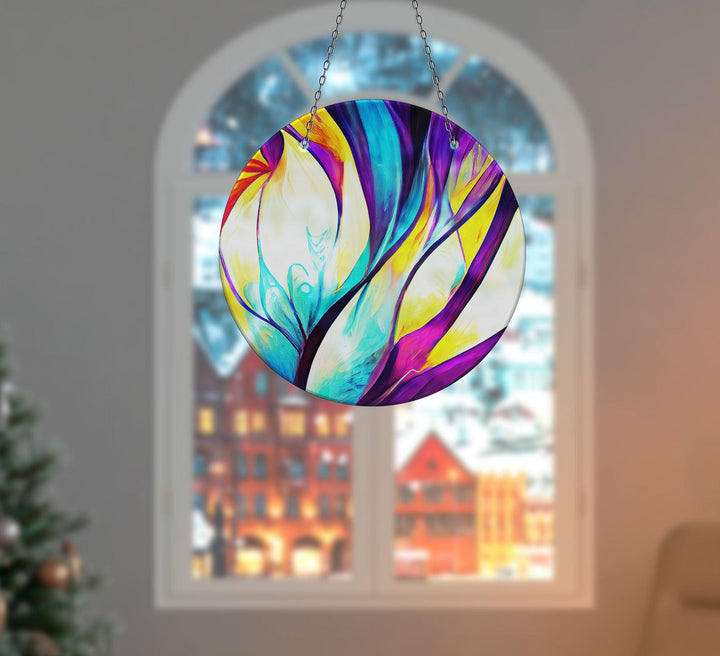 Purple Abstract Suncatcher Unique Stained Glass Suncatchers | Myphotostation
