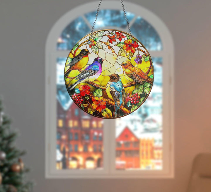Multicolors Stained Birds Suncatcher Colorful Sun | Myphotostation 
