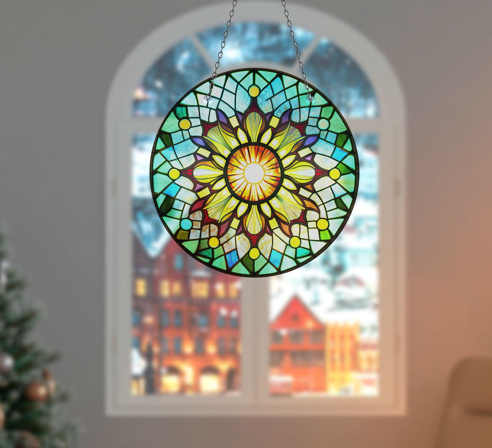 Colorful Stained Circle Suncatcher Brighten Any Space with Glass Suncatchers | Myphotostation
