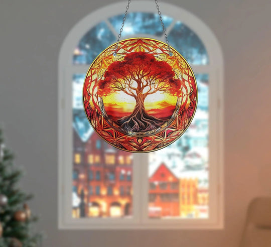 Red Life of tree Suncatcher Brighten Any Space with Glass Suncatchers | Myphotostation
