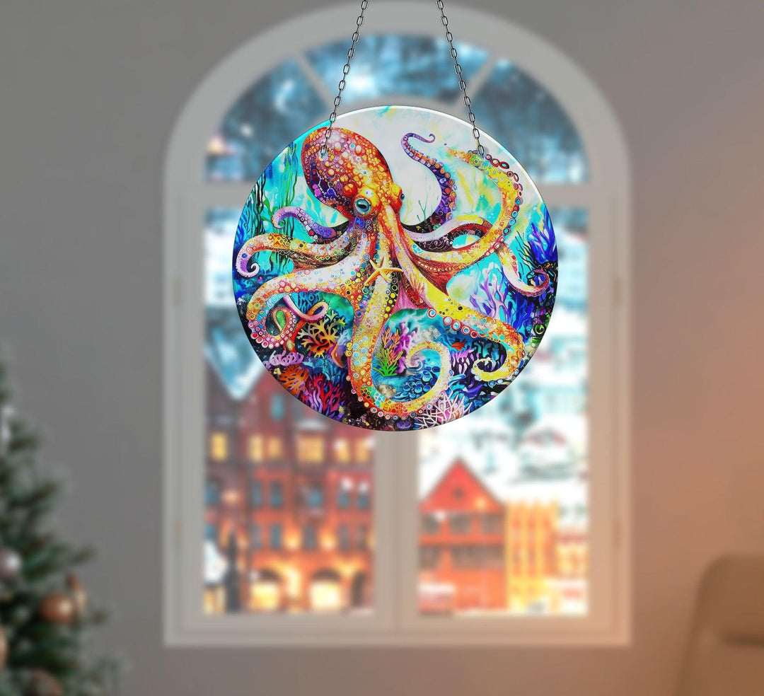 Colored Octopus Suncatcher Unique Stained Glass Suncatchers | Myphotostation
