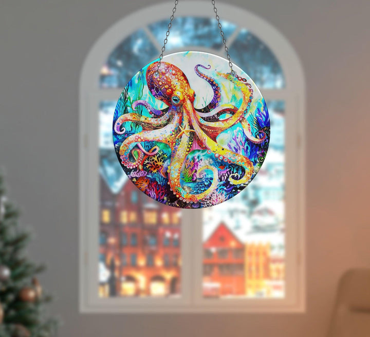 Colored Octopus Suncatcher Unique Stained Glass Suncatchers | Myphotostation
