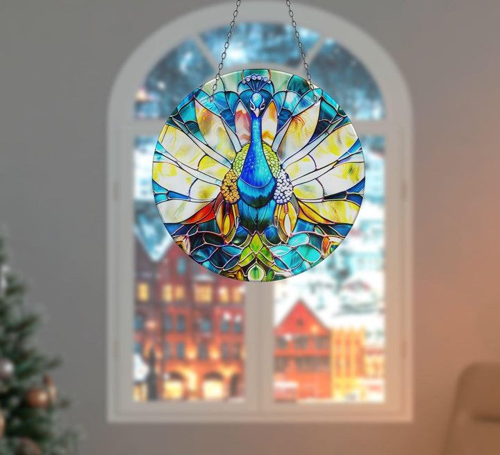 Peacock Blue Suncatcher Decor Add Color with Stained Glass Suncatchers for Home | Myphotostation
