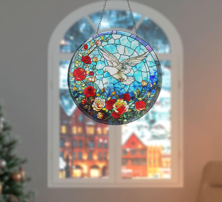 White Brids Stained Suncatcher Colorful Sun | Myphotostation 
