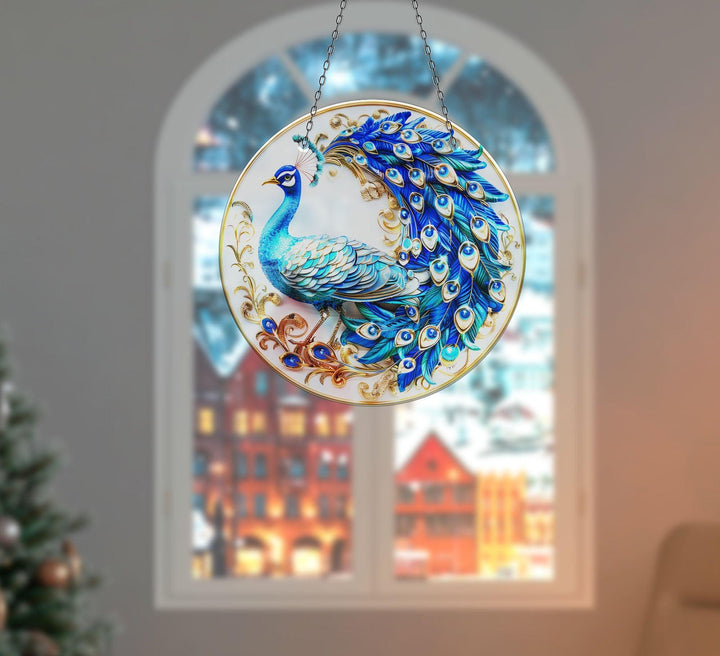 Blauer Pfau Sonnenfänger Dekor