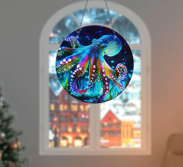 Blue Octopus Suncatcher Glass Suncatchers | Myphotostation
