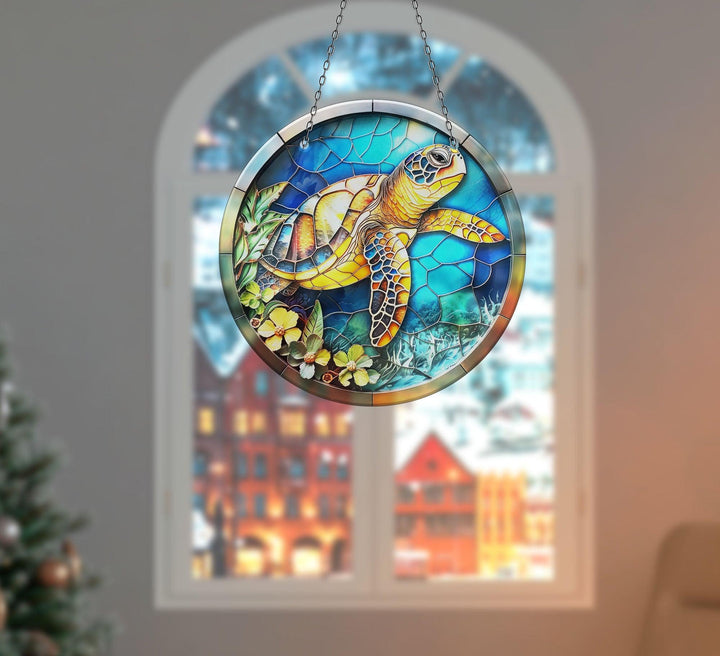 Seaturtle Suncatcher Decor Durable Tempered Glass | Myphotostation
