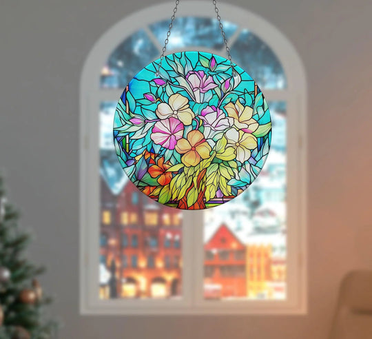 Stained Floral Suncatcher Decor Brighten Any Space with Glass Suncatchers | Myphotostation
