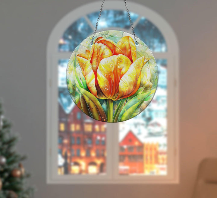 Orange Flower Suncatcher Decor Brighten Any Space with Glass Suncatchers | Myphotostation
