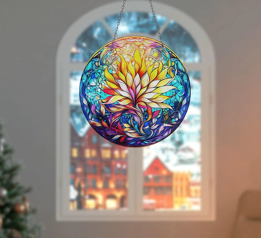 Flower Botanical Suncatcher Decor Tempered Glass | Myphotostation
