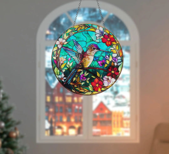 Stained Birds Suncatcher Decor Elegant Tempered Glass Design for Windows | Myphotostation
