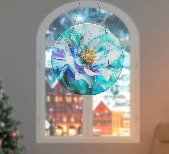 Shiny Blue Flower Suncatcher Moon Suncatchers | Myphotostation
