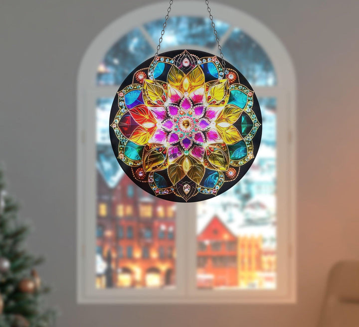 Mandala Pattern Stained Suncatcher Decor Moon Suncatchers | Myphotostation
